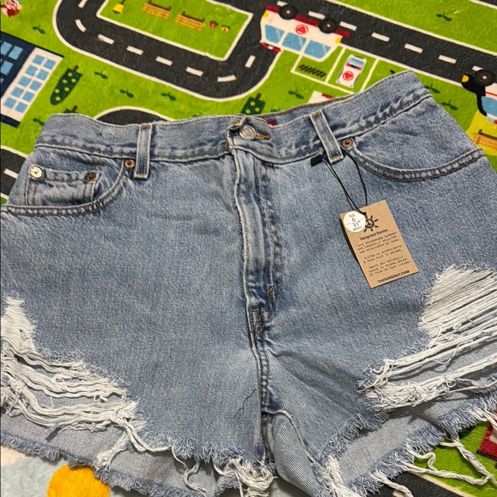 Signature by Levi Strauss Blue Jean Shorts Distressed Style
